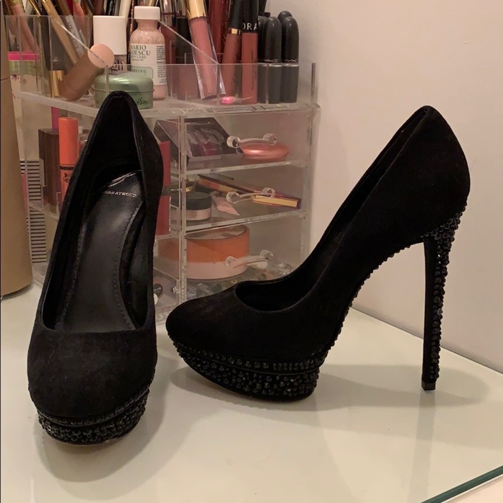 Brian Atwood black studded pumps
